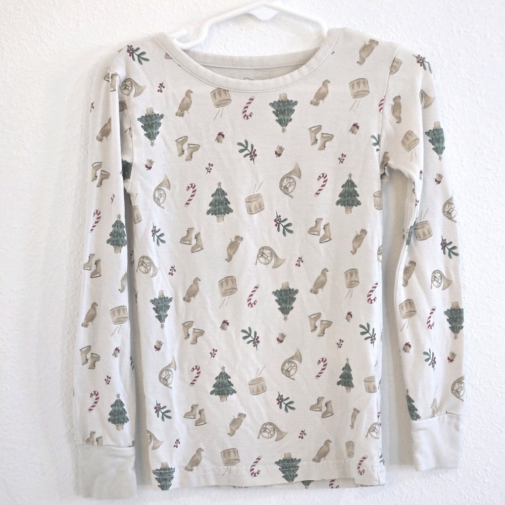 Carter's 12 Days of Christmas Holiday Pattern Long Sleeve PJs Beige 4T